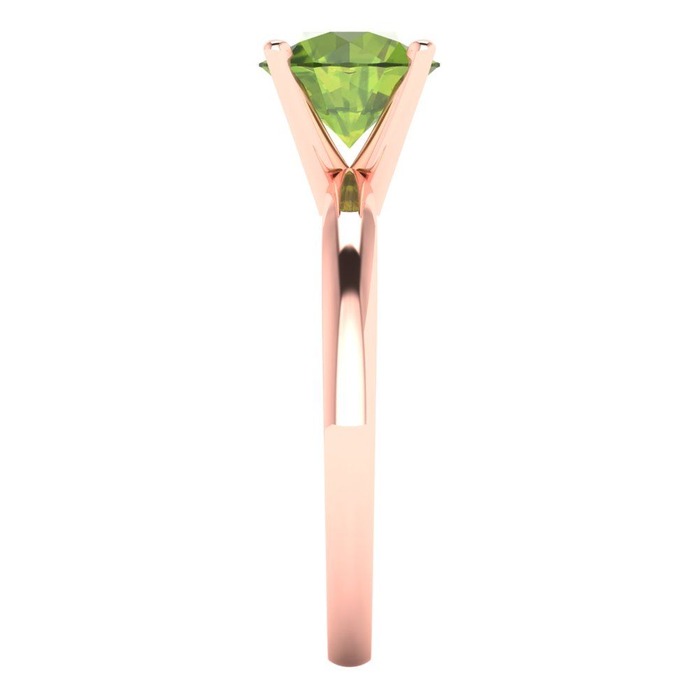 1.5 cttw Natural Peridot Solitaire  Engagement Ring - Solid Gold (Round Cut,7.5mm)