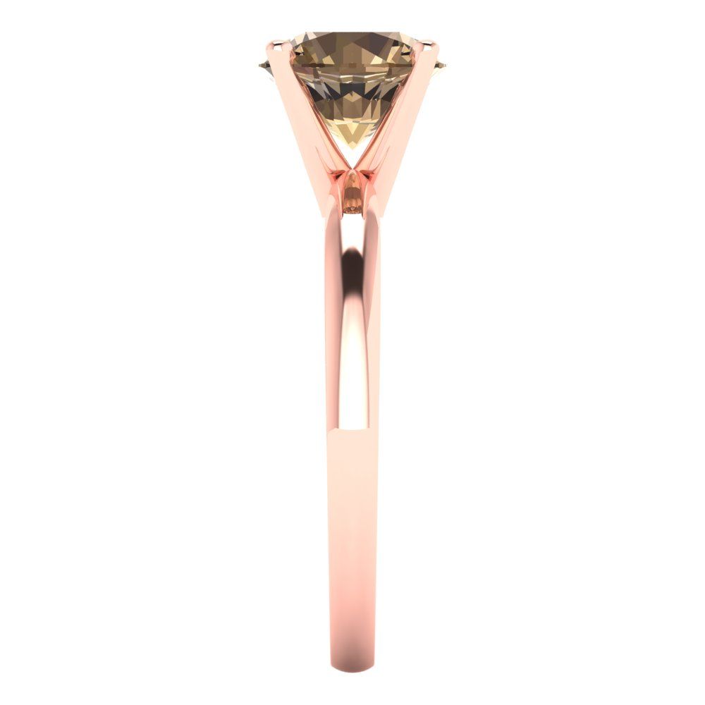 1.5 cttw Zirconia Simulated Champagne Diamond Solitaire  Engagement Ring - Solid Gold (VVS1, Round Cut,7.5mm)