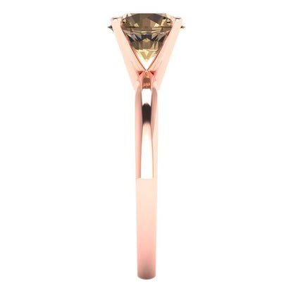 1.5 cttw Zirconia Simulated Champagne Diamond Solitaire  Engagement Ring - Solid Gold (VVS1, Round Cut,7.5mm)