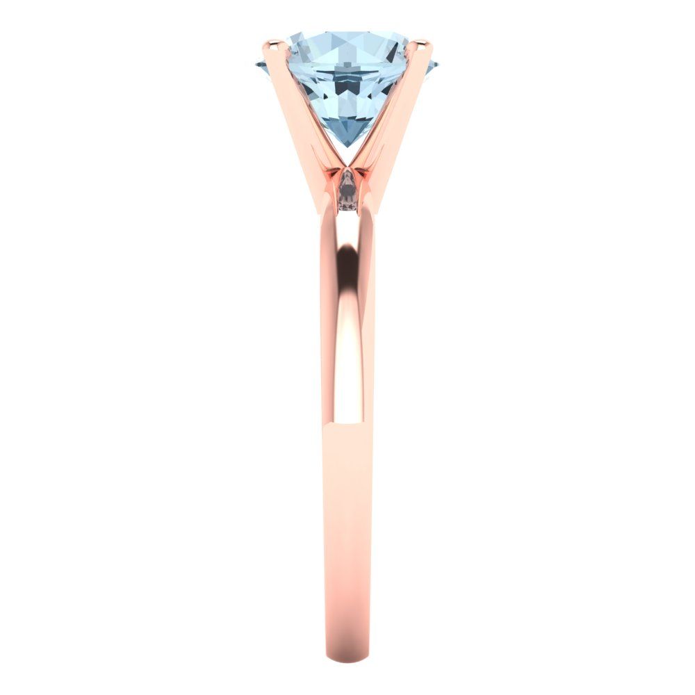 1.5 cttw Natural Sky Blue Topaz Solitaire  Engagement Ring - Solid Gold (Round Cut,7.5mm)