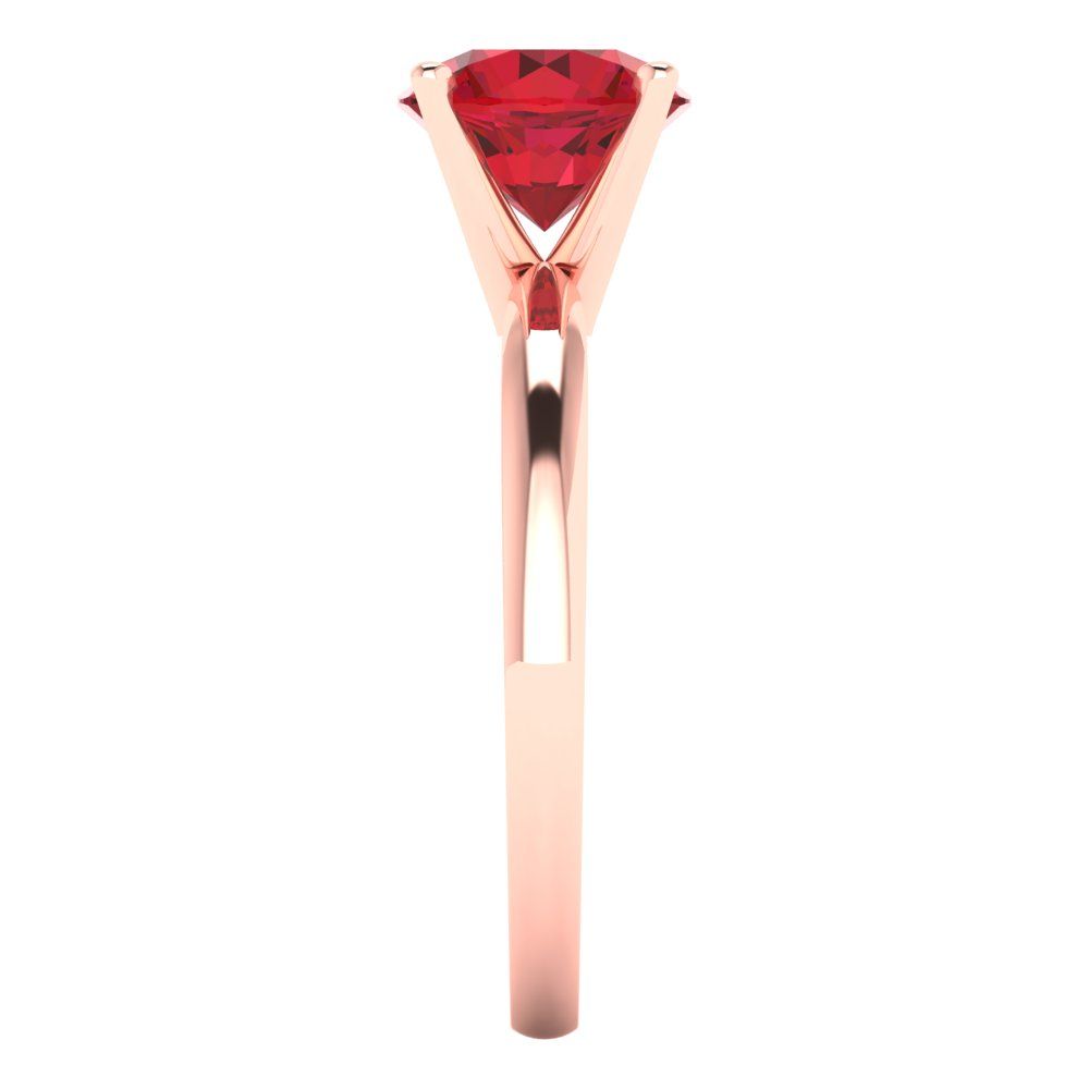 1.5 cttw Simulated Pink Tourmaline Solitaire  Engagement Ring - Solid Gold (Round Cut,7.5mm)