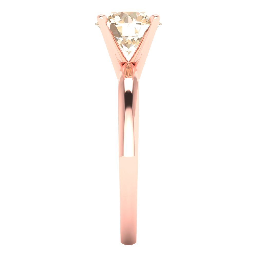 1.5 cttw Natural Morganite Solitaire  Engagement Ring - Solid Gold (Round Cut,7.5mm)