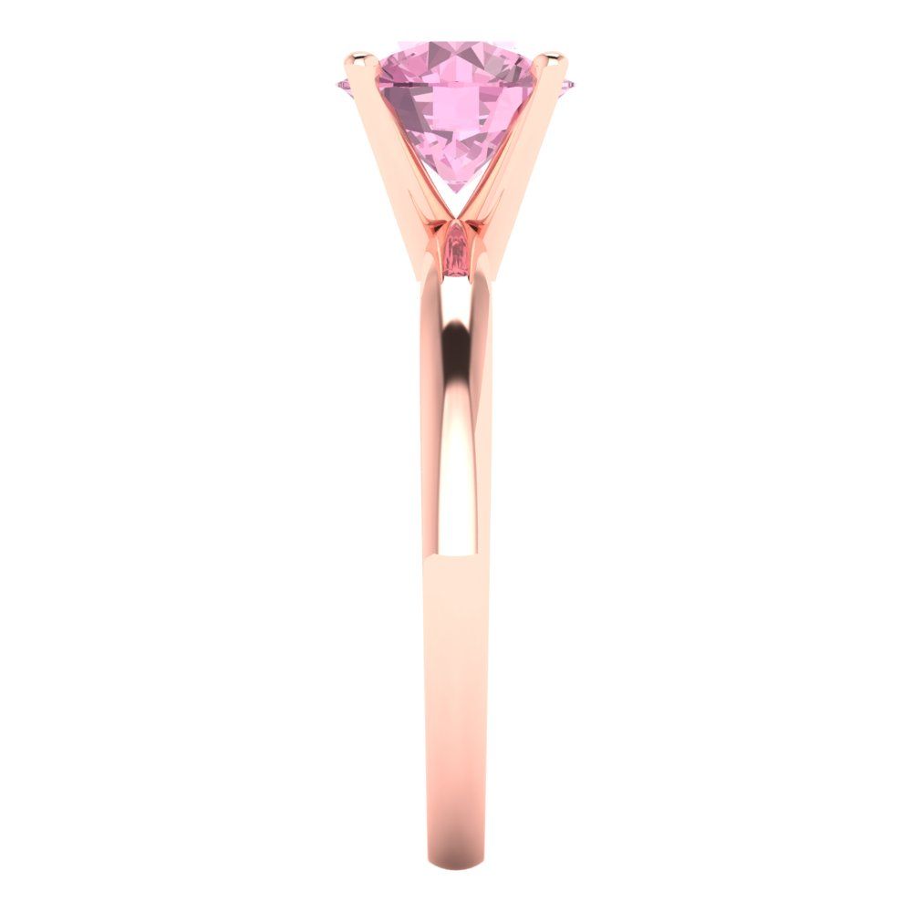 1.5 cttw Zirconia Simulated Pink Diamond Solitaire  Engagement Ring - Solid Rose Gold (VVS1, Round Cut,7.5mm)