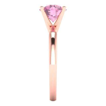 1.5 cttw Zirconia Simulated Pink Diamond Solitaire  Engagement Ring - Solid Rose Gold (VVS1, Round Cut,7.5mm)