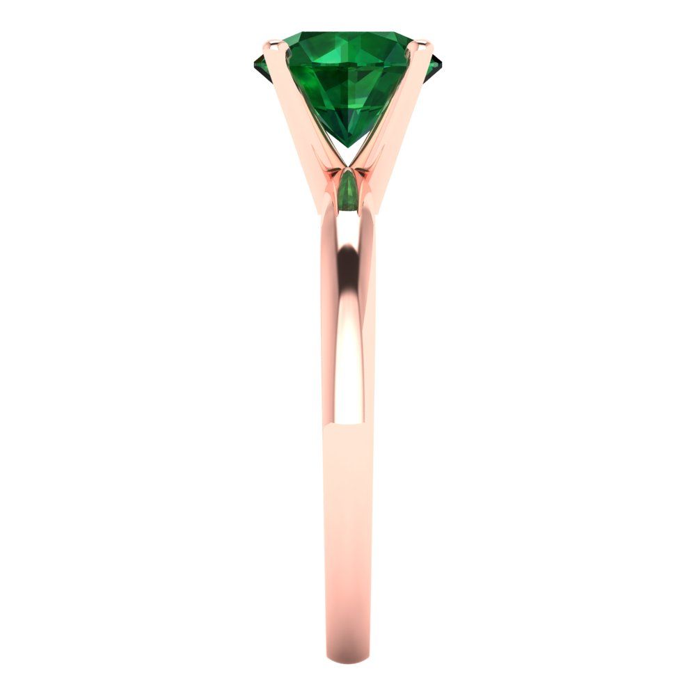 1.5 cttw Simulated Emerald Solitaire  Engagement Ring - Solid Gold (Round Cut,7.5mm)