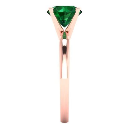 1.5 cttw Simulated Emerald Solitaire  Engagement Ring - Solid Gold (Round Cut,7.5mm)