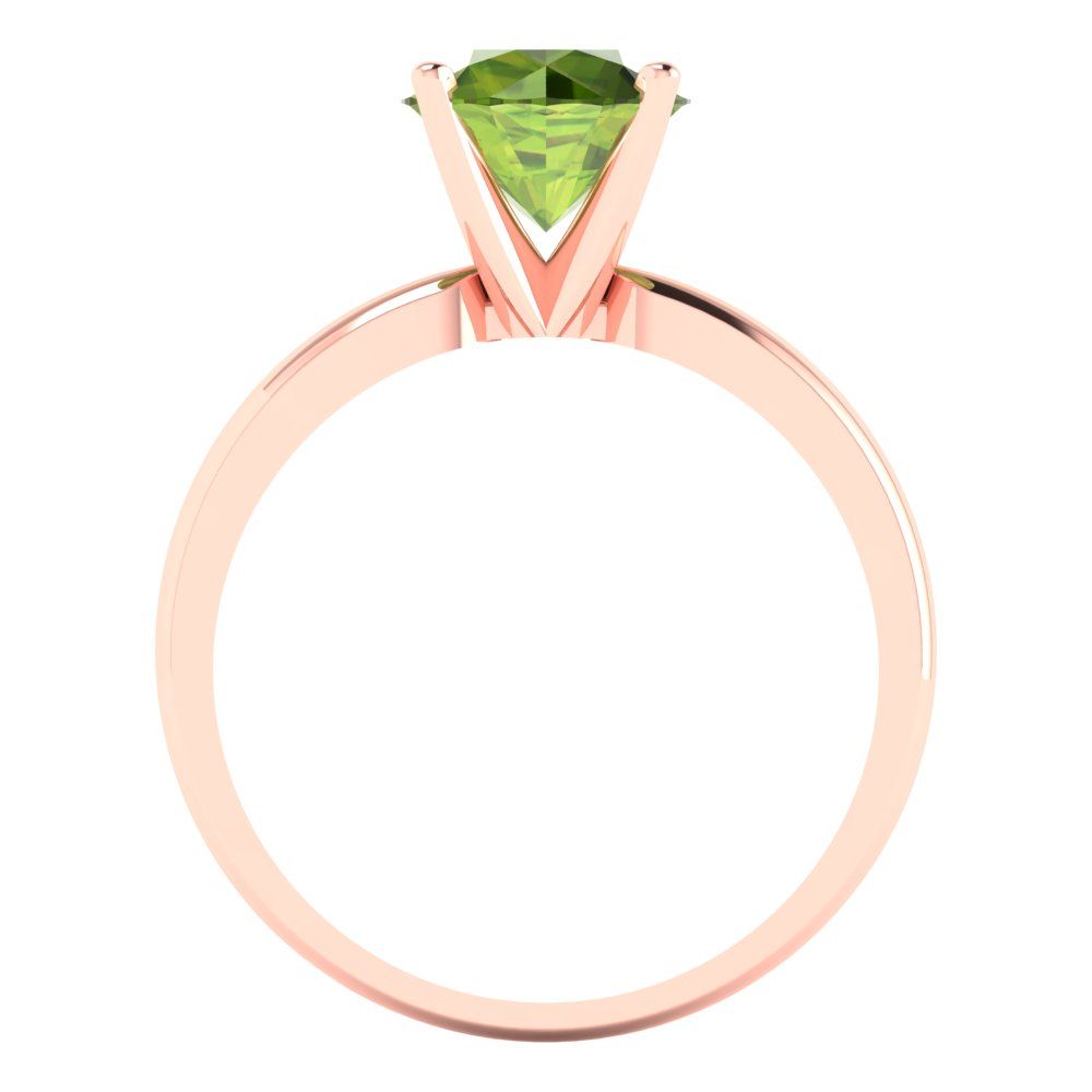 1.5 cttw Natural Peridot Solitaire  Engagement Ring - Solid Gold (Round Cut,7.5mm)