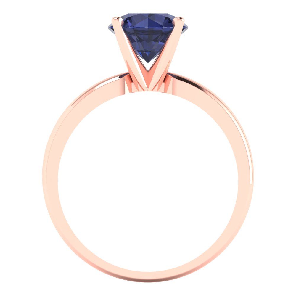 1.5 cttw Simulated Blue Sapphire Solitaire  Engagement Ring - Solid Gold (Round Cut,7.5mm)
