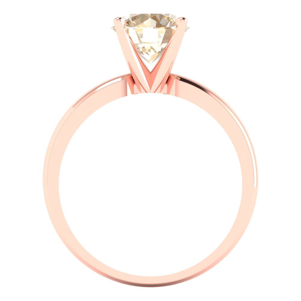 1.5 cttw Natural Morganite Solitaire  Engagement Ring - Solid Gold (Round Cut,7.5mm)