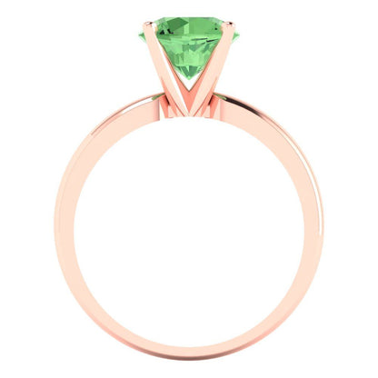 1.5 cttw Zirconia Simulated Green Diamond Solitaire  Engagement Ring - Solid Gold (VVS1, Round Cut,7.5mm)