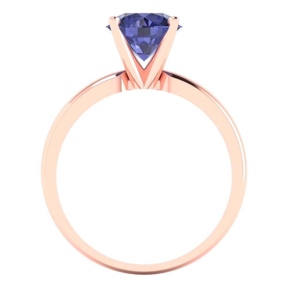1.5 cttw Simulated Tanzanite Solitaire  Engagement Ring - Solid Gold (Round Cut,7.5mm)
