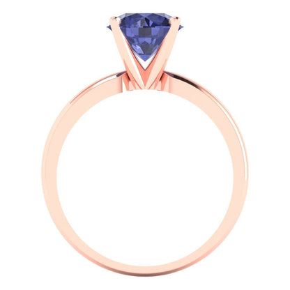 1.5 cttw Simulated Tanzanite Solitaire  Engagement Ring - Solid Gold (Round Cut,7.5mm)