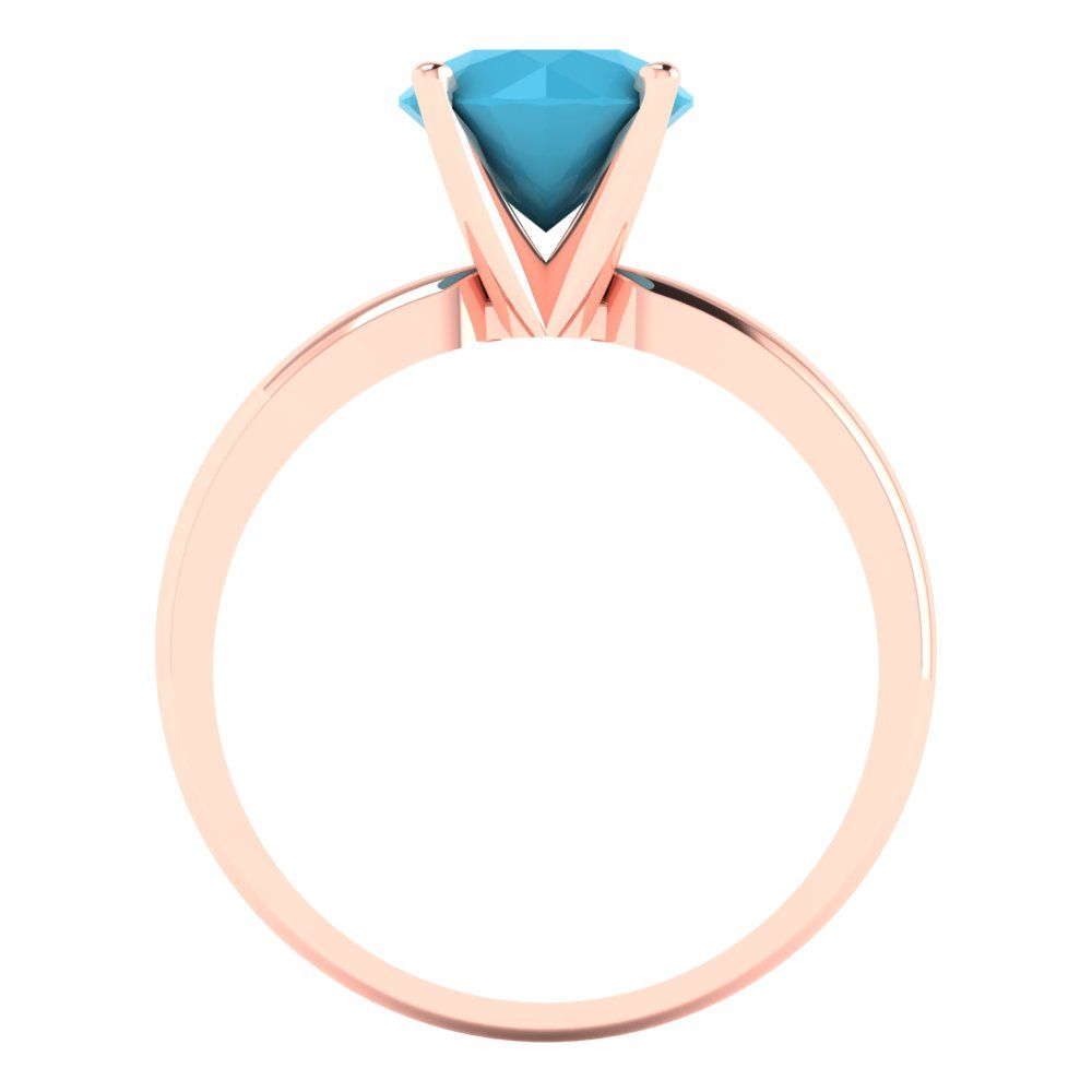 1.5 cttw Simulated Turquoise Solitaire  Engagement Ring - Solid Gold (Round Cut,7.5mm)