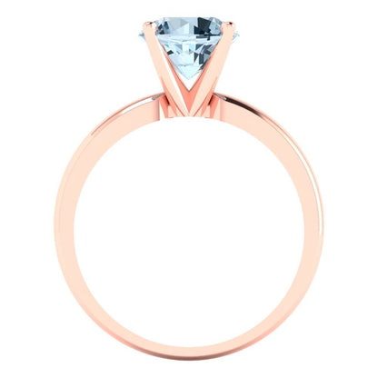 1.5 cttw Zirconia Simulated Blue Diamond Solitaire  Engagement Ring - Solid Gold (VVS1, Round Cut,7.5mm)