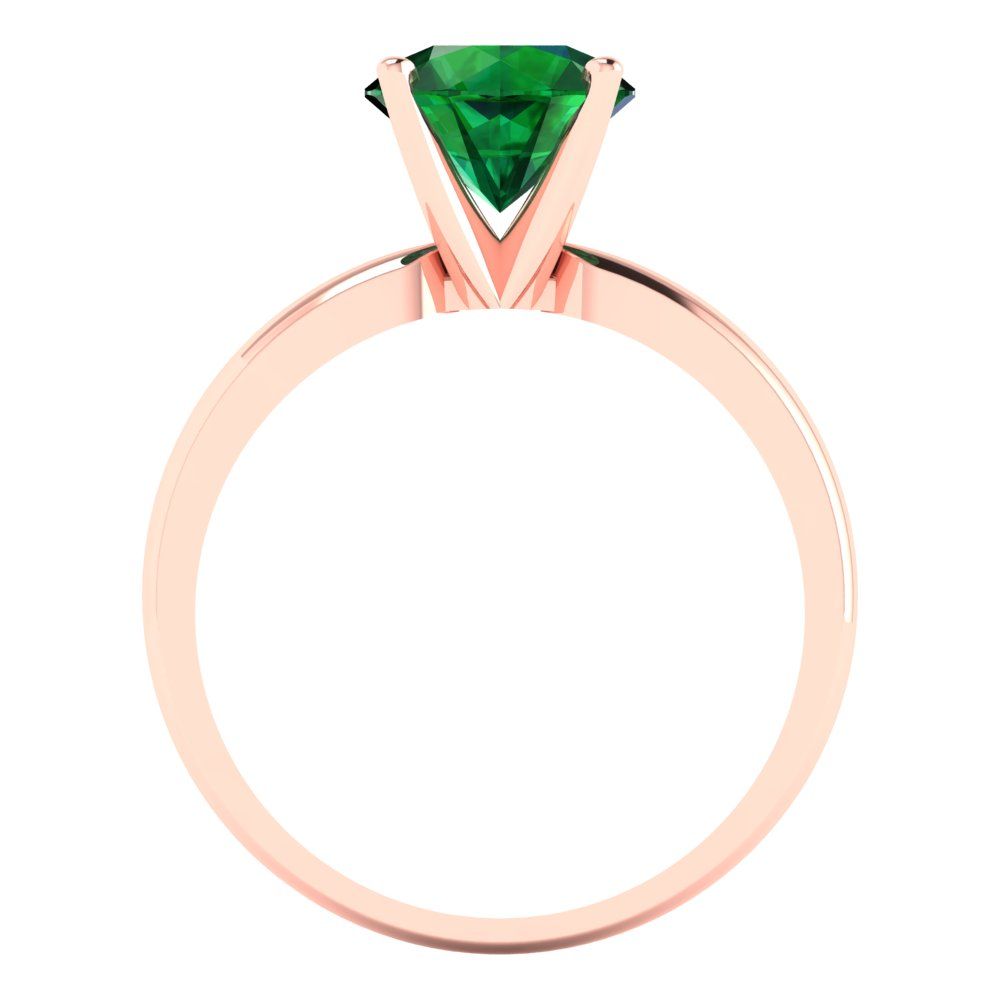 1.5 cttw Simulated Emerald Solitaire  Engagement Ring - Solid Gold (Round Cut,7.5mm)