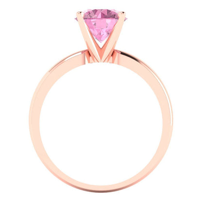 1.5 cttw Zirconia Simulated Pink Diamond Solitaire  Engagement Ring - Solid Rose Gold (VVS1, Round Cut,7.5mm)