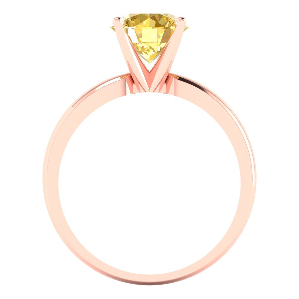 1.5 cttw Zirconia Simulated Yellow Diamond Solitaire  Engagement Ring - Solid Gold (VVS1, Round Cut,7.5mm)