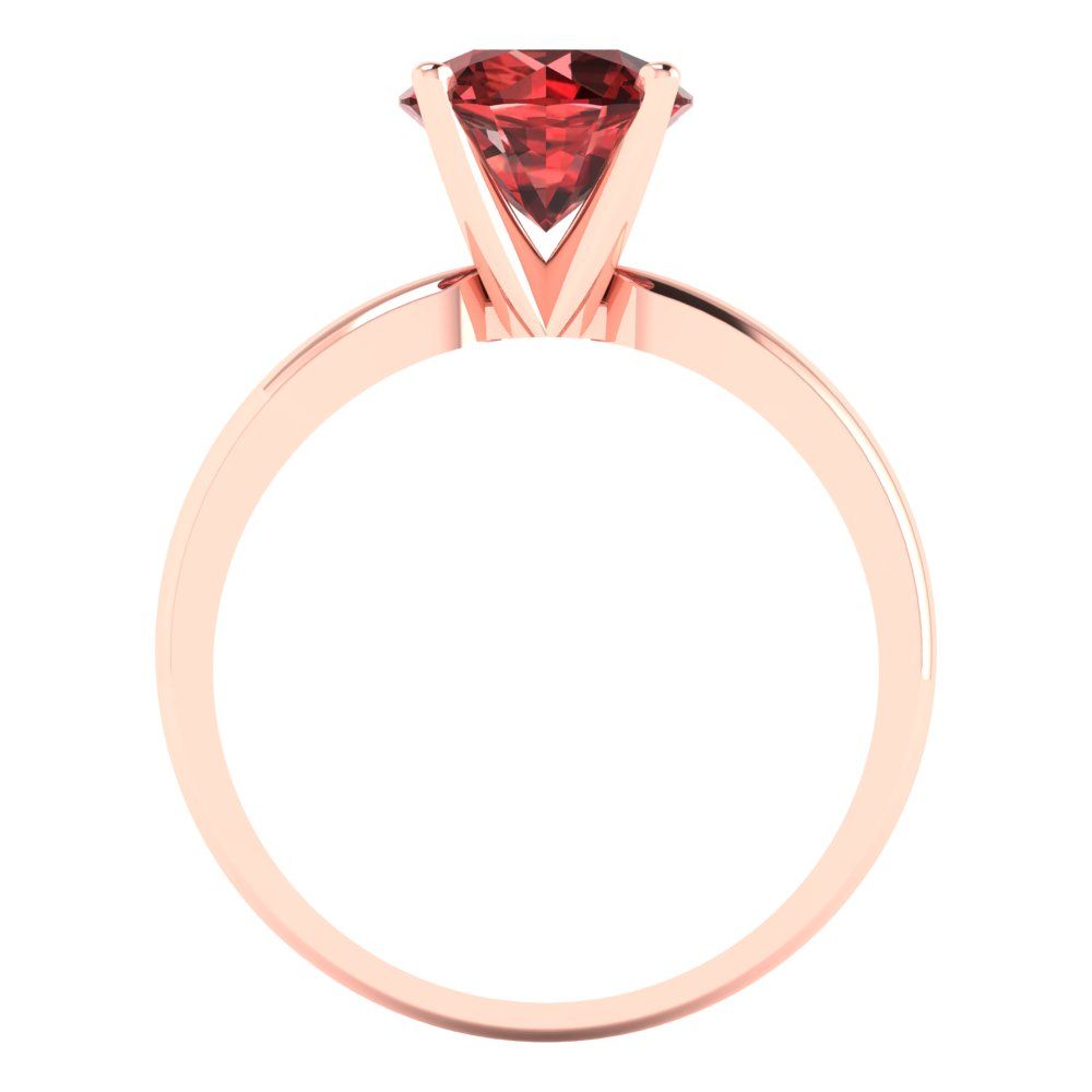 1.5 cttw Natural Garnet Solitaire  Engagement Ring - Solid Gold (Round Cut,7.5mm)