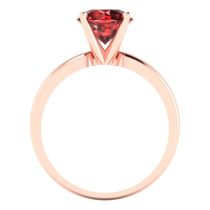 1.5 cttw Natural Garnet Solitaire  Engagement Ring - Solid Gold (Round Cut,7.5mm)