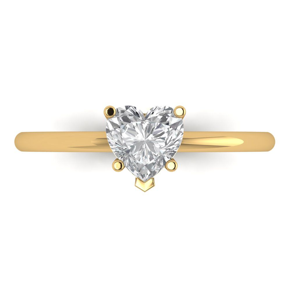 1.25 cttw Zirconia Simulated Diamond Solitaire  Engagement Ring - Solid Gold (VVS1, Heart Cut,7.0mm)