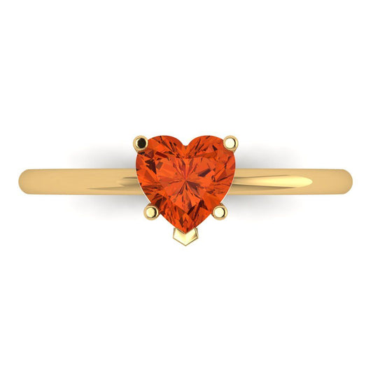 1.25 cttw Zirconia Simulated Red Diamond Solitaire  Engagement Ring - Solid Yellow Gold (VVS1, Heart Cut,7.0mm)