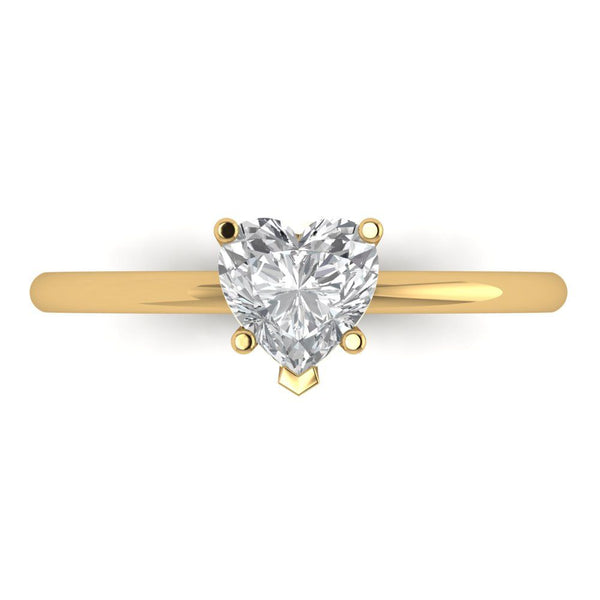 1 ct Brilliant Heart Cut Genuine Cultured Diamond Stone Clarity VS1-2 Color J-K Yellow Gold Solitaire Ring