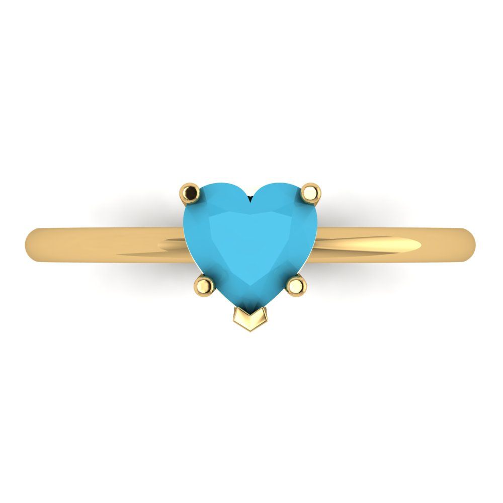 1.25 cttw Simulated Turquoise Solitaire  Engagement Ring - Solid Gold (Heart Cut,7.0mm)