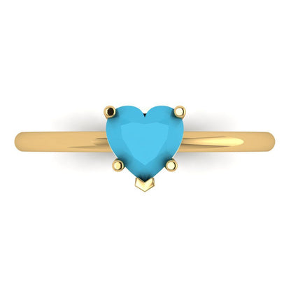 1.25 cttw Simulated Turquoise Solitaire  Engagement Ring - Solid Gold (Heart Cut,7.0mm)