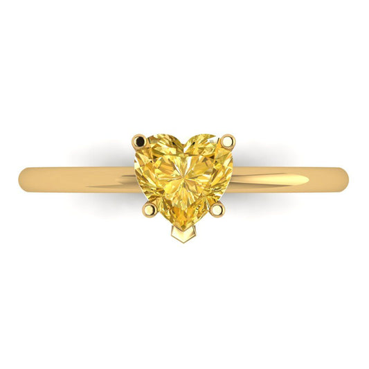 1.25 cttw Zirconia Simulated Yellow Diamond Solitaire  Engagement Ring - Solid Yellow Gold (VVS1, Heart Cut,7.0mm)
