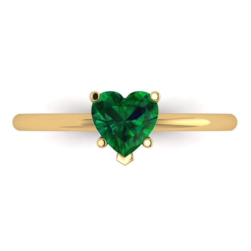 1.25 cttw Simulated Emerald Solitaire  Engagement Ring - Solid Gold (Heart Cut,7.0mm)