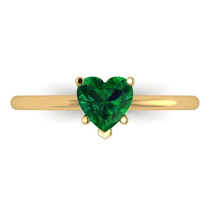 1.25 cttw Simulated Emerald Solitaire  Engagement Ring - Solid Gold (Heart Cut,7.0mm)
