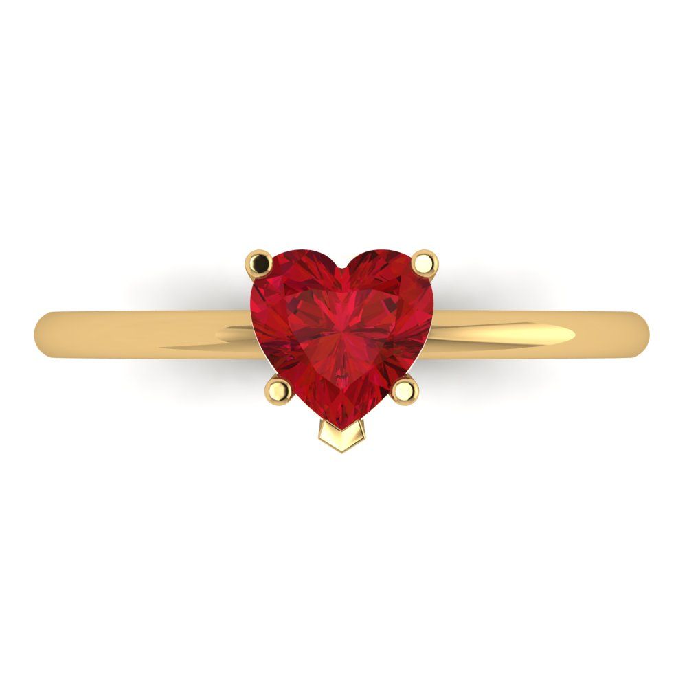 1.25 cttw Simulated Pink Tourmaline Solitaire  Engagement Ring - Solid Gold (Heart Cut,7.0mm)