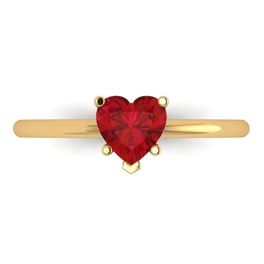1.25 cttw Simulated Pink Tourmaline Solitaire  Engagement Ring - Solid Yellow Gold (VVS1, Heart Cut,7.0mm)