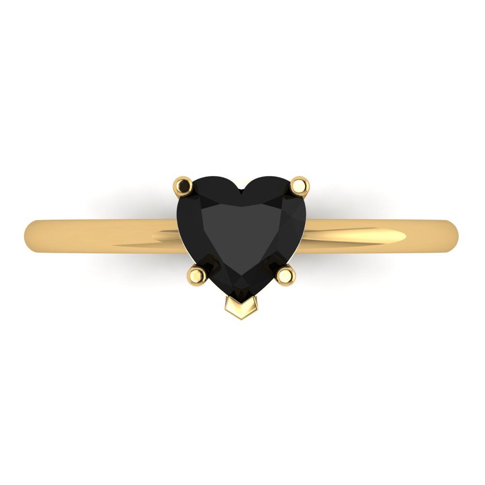 1.25 cttw Natural Onyx Solitaire  Engagement Ring - Solid Gold (Heart Cut,7.0mm)