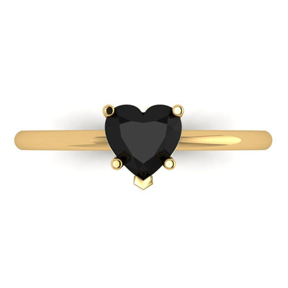 1.25 cttw Natural Onyx Solitaire  Engagement Ring - Solid Gold (Heart Cut,7.0mm)