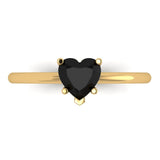 1.25 ct Brilliant Heart Cut Natural Onyx Stone Yellow Gold Solitaire Ring
