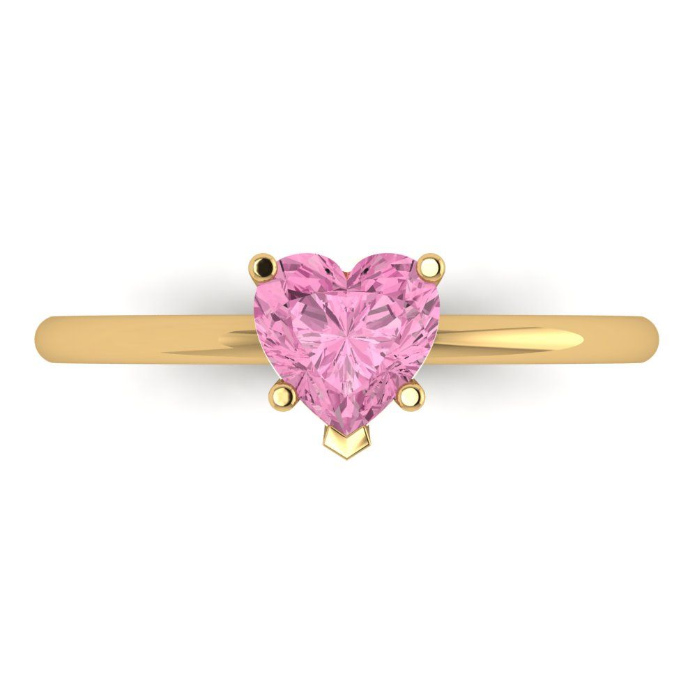 1.25 cttw Zirconia Simulated Pink Diamond Solitaire  Engagement Ring - Solid Gold (VVS1, Heart Cut,7.0mm)