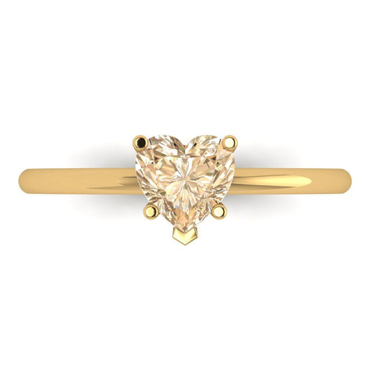 1.25 cttw Natural Morganite Solitaire  Engagement Ring - Solid Yellow Gold (VVS1, Heart Cut,7.0mm)