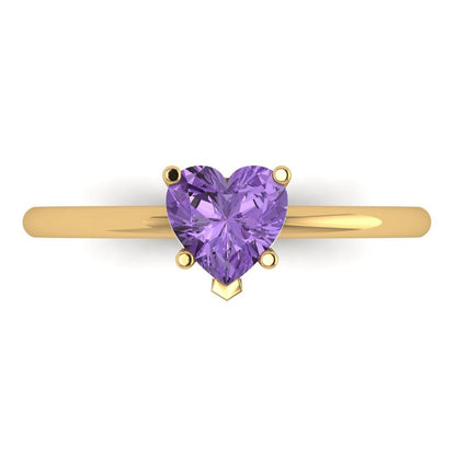 1.25 cttw Simulated Alexandrite Solitaire  Engagement Ring - Solid Gold (Heart Cut,7.0mm)