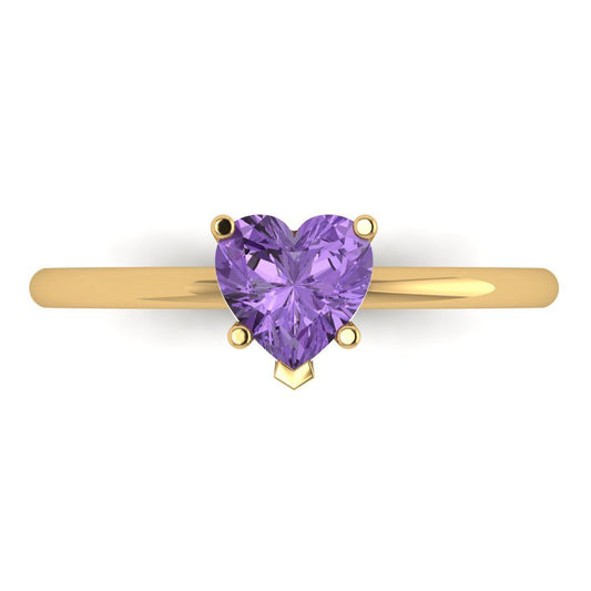 1.25 cttw Simulated Alexandrite Solitaire  Engagement Ring - Solid Yellow Gold (VVS1, Heart Cut,7.0mm)