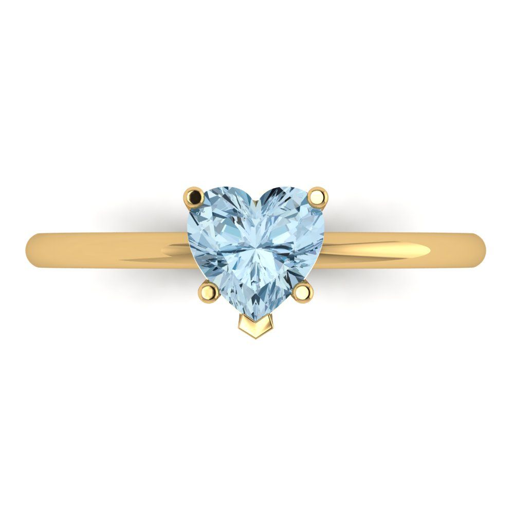 1.25 cttw Natural Swiss Blue Topaz Solitaire  Engagement Ring - Solid Gold (Heart Cut,7.0mm)