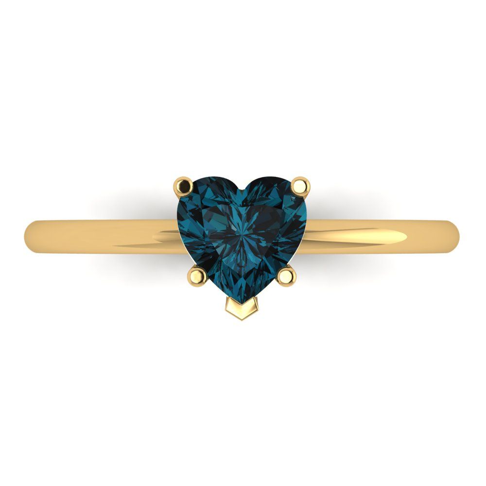 1.25 cttw Natural London Blue Topaz Solitaire  Engagement Ring - Solid Gold (Heart Cut,7.0mm)
