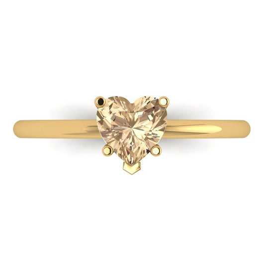1.25 cttw Yellow Moissanite Solitaire  Engagement Ring - Solid Yellow Gold (VVS1, Heart Cut,7.0mm)