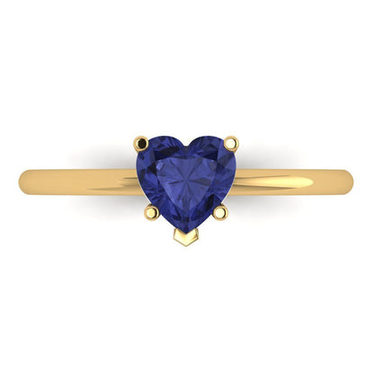 1.25 cttw Simulated Tanzanite Solitaire  Engagement Ring - Solid Gold (Heart Cut,7.0mm)