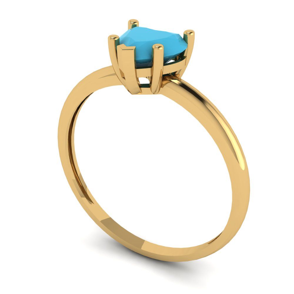 1.25 cttw Simulated Turquoise Solitaire  Engagement Ring - Solid Gold (Heart Cut,7.0mm)