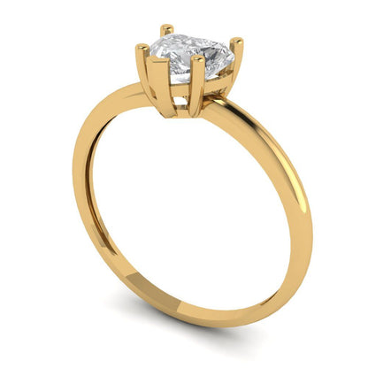 1.25 cttw White Sapphire Solitaire  Engagement Ring - Solid Gold (Heart Cut,7.0mm)