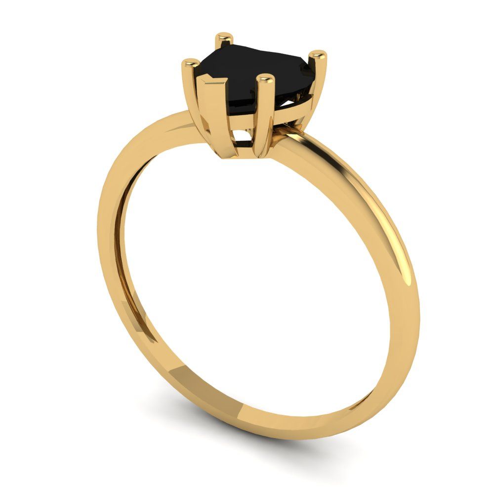 1.25 cttw Natural Onyx Solitaire  Engagement Ring - Solid Gold (Heart Cut,7.0mm)