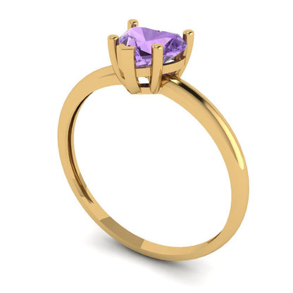 1.25 cttw Simulated Alexandrite Solitaire  Engagement Ring - Solid Gold (Heart Cut,7.0mm)