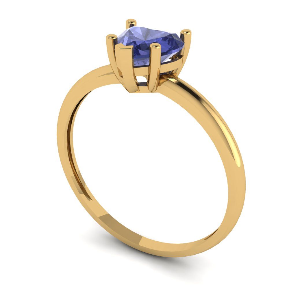 1.25 cttw Simulated Tanzanite Solitaire  Engagement Ring - Solid Gold (Heart Cut,7.0mm)