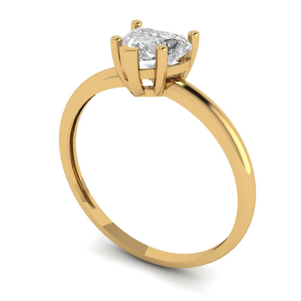 1.25 cttw Certified Moissanite Solitaire  Engagement Ring - Solid Gold (VVS1, D-F,Heart Cut,7.0mm)